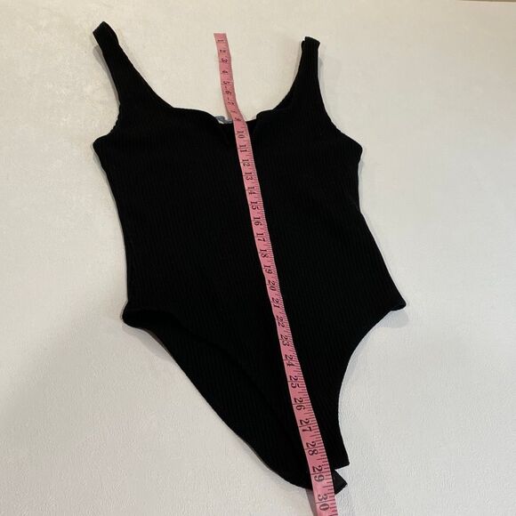 ZARA Black Ribbed Scoop Neck Bodysuit Women’s Size L - Picture 4 of 8